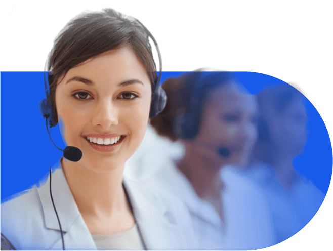 Customer service team with headsets